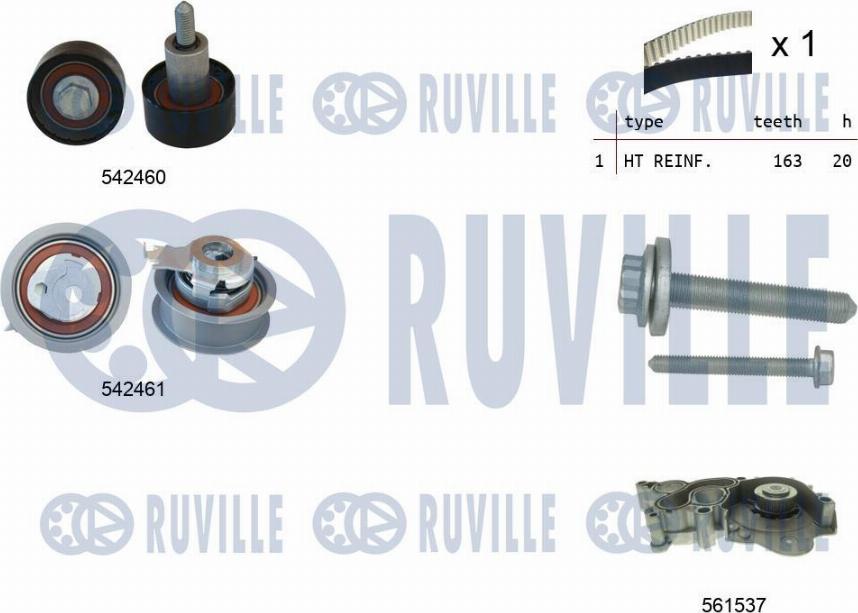 Ruville 5503841 - Водяний насос + комплект зубчатого ременя autocars.com.ua