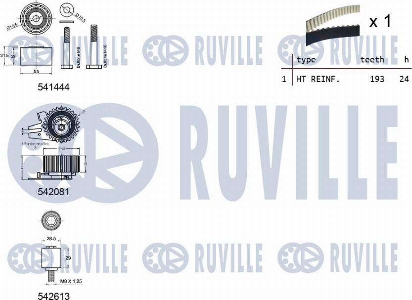 Ruville 550389 - Комплект ремня ГРМ avtokuzovplus.com.ua