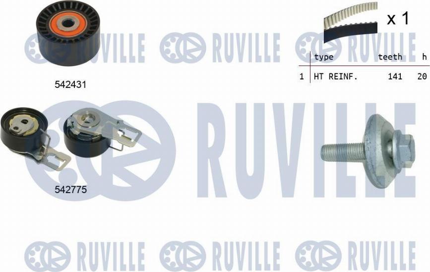 Ruville 550395 - Комплект ремня ГРМ autodnr.net