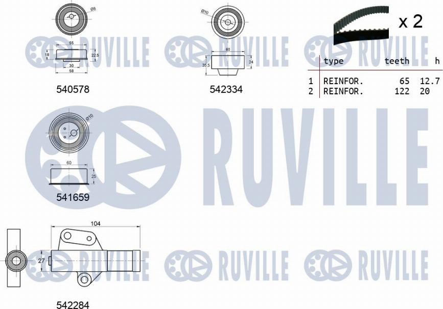 Ruville 550410 - Комплект ремня ГРМ autodnr.net