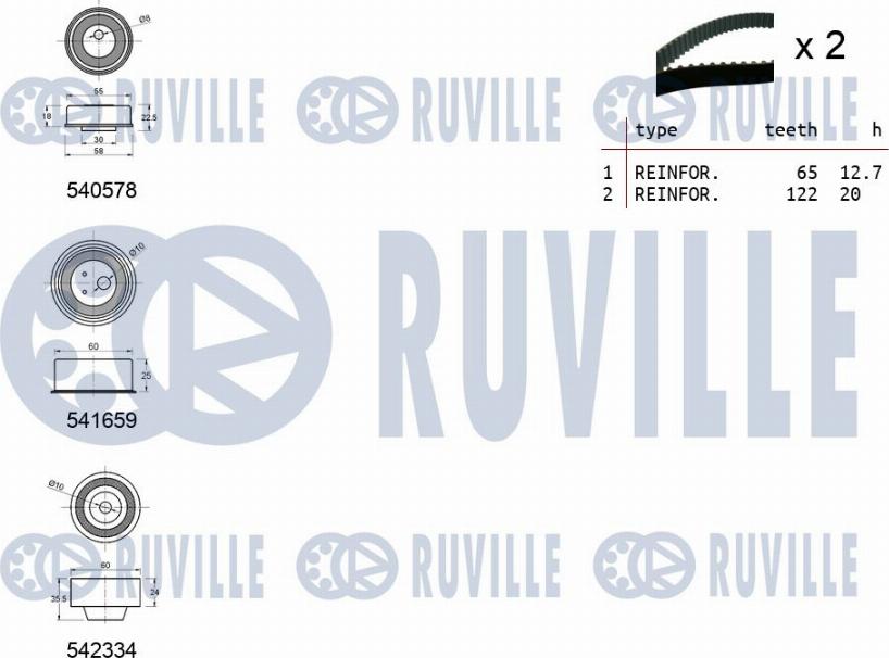 Ruville 550425 - Комплект ремня ГРМ autodnr.net