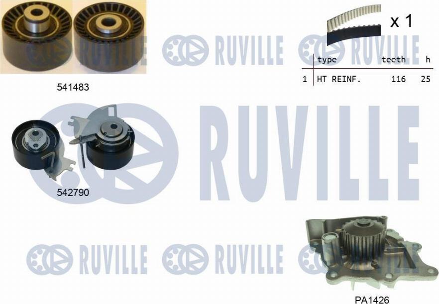 Ruville 5504271 - Водяной насос + комплект зубчатого ремня autodnr.net