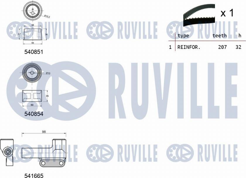 Ruville 550442 - Комплект ремня ГРМ avtokuzovplus.com.ua