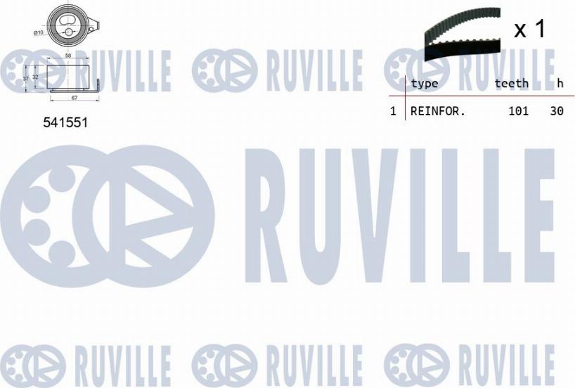 Ruville 550445 - Комплект ремня ГРМ avtokuzovplus.com.ua