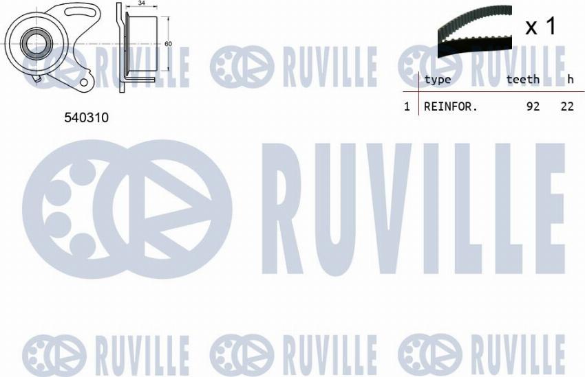 Ruville 550450 - Комплект ременя ГРМ autocars.com.ua