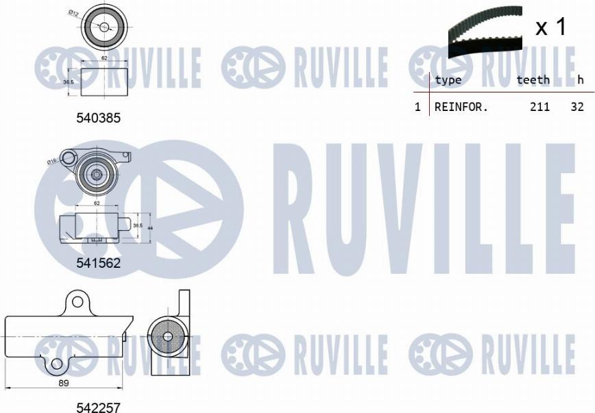 Ruville 550461 - Комплект ремня ГРМ avtokuzovplus.com.ua