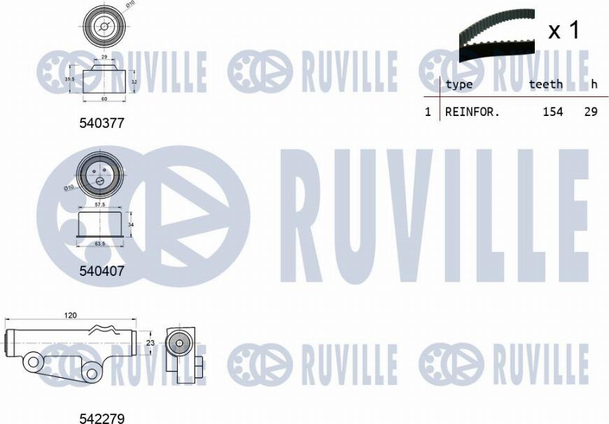 Ruville 550463 - Комплект ременя ГРМ autocars.com.ua