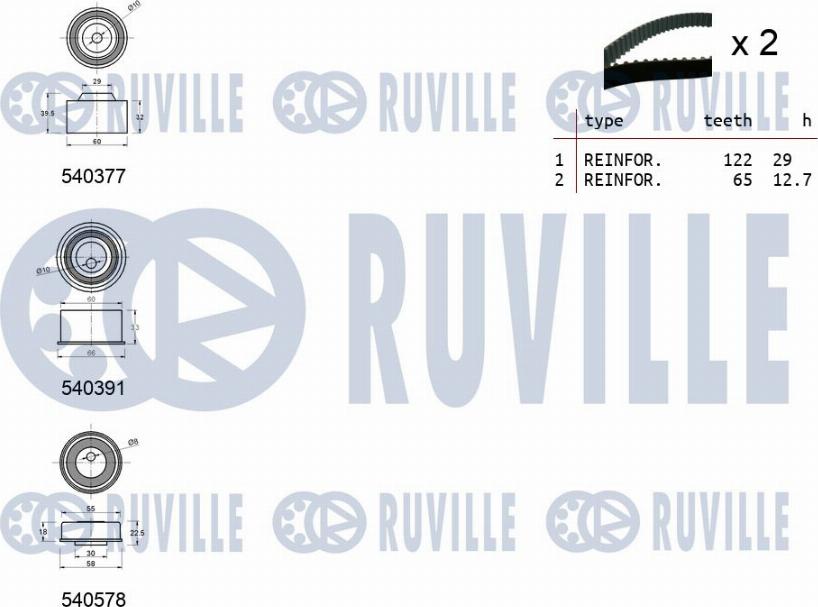 Ruville 550479 - Комплект ременя ГРМ autocars.com.ua