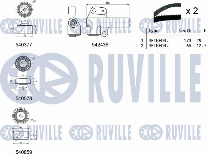 Ruville 550480 - Комплект ремня ГРМ autodnr.net