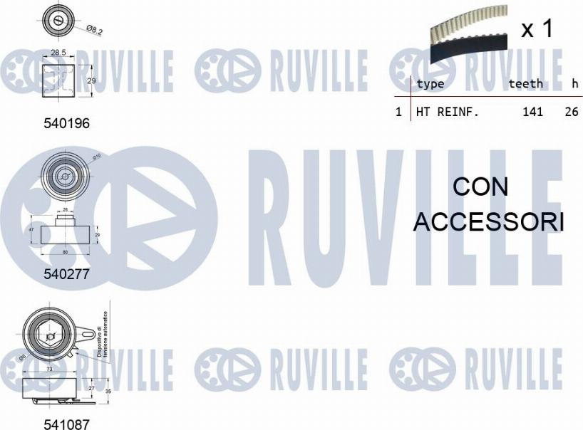 Ruville 550504 - Комплект ременя ГРМ autocars.com.ua