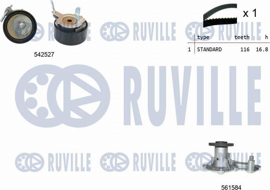 Ruville 5505051 - Водяний насос + комплект зубчатого ременя autocars.com.ua