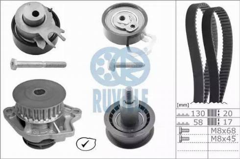 Ruville 55456721 - Водяний насос + комплект зубчатого ременя autocars.com.ua