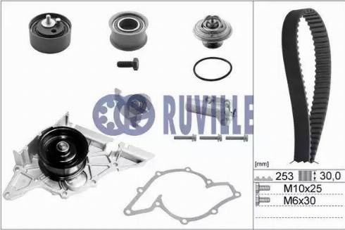 Ruville 55490712 - Водяной насос + комплект зубчатого ремня avtokuzovplus.com.ua