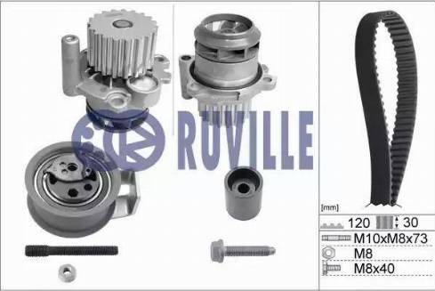 Ruville 55494701 - Водяний насос + комплект зубчатого ременя autocars.com.ua