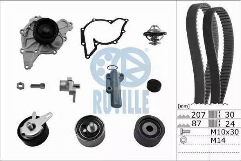 Ruville 55703771 - Водяний насос + комплект зубчатого ременя autocars.com.ua