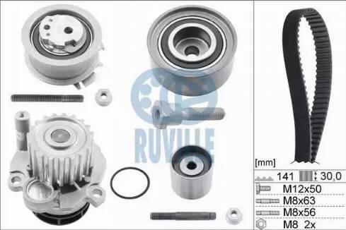 Ruville 55766711 - Водяний насос + комплект зубчатого ременя autocars.com.ua