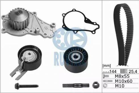 Ruville 55953701 - Водяний насос + комплект зубчатого ременя autocars.com.ua