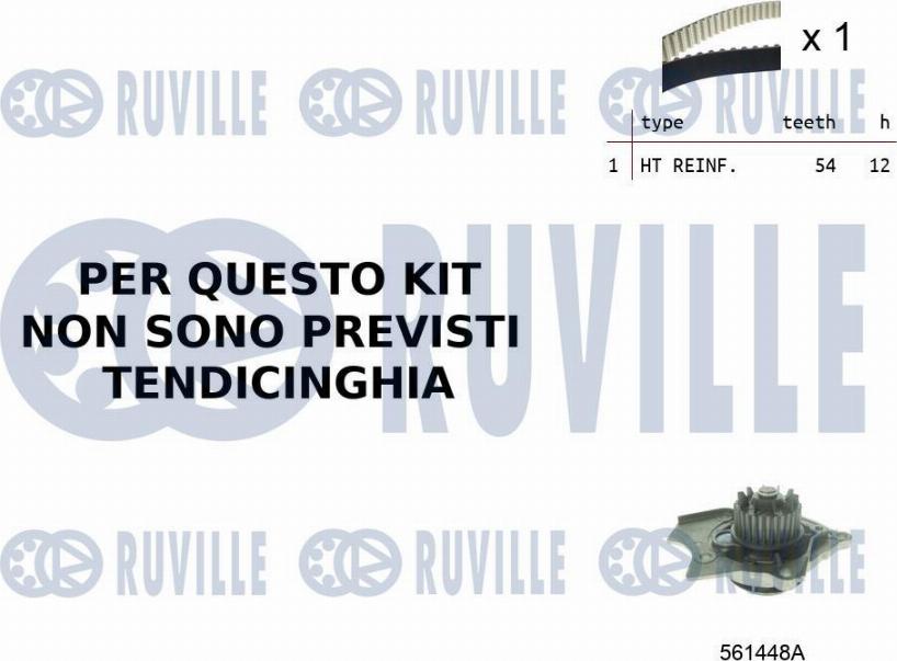 Ruville 55B0021 - Водяной насос + комплект зубчатого ремня autodnr.net