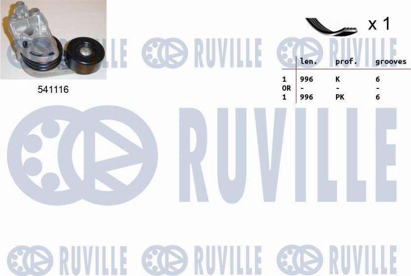 Ruville 570068 - Поликлиновий ремінний комплект autocars.com.ua