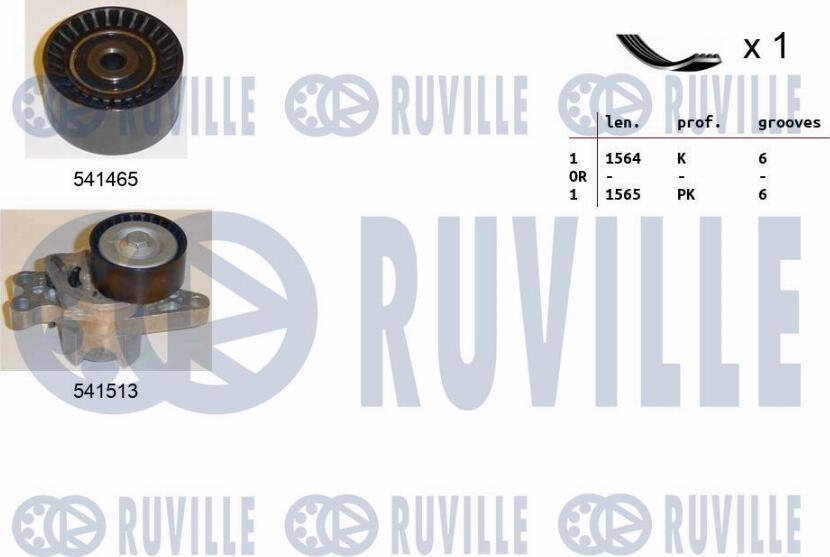 Ruville 570076 - Поликлиновий ремінний комплект autocars.com.ua