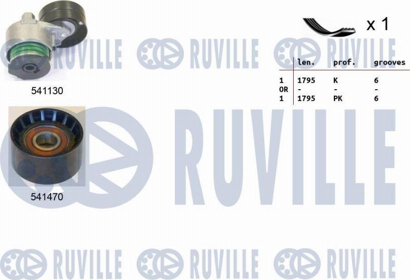 Ruville 570080 - Поликлиновий ремінний комплект autocars.com.ua