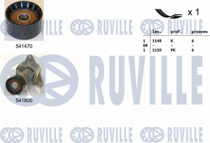 Ruville 570082 - Поликлиновый ременный комплект autodnr.net