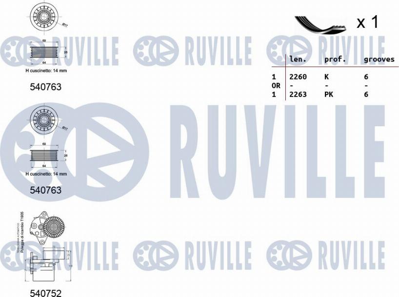 Ruville 570088 - Поликлиновий ремінний комплект autocars.com.ua