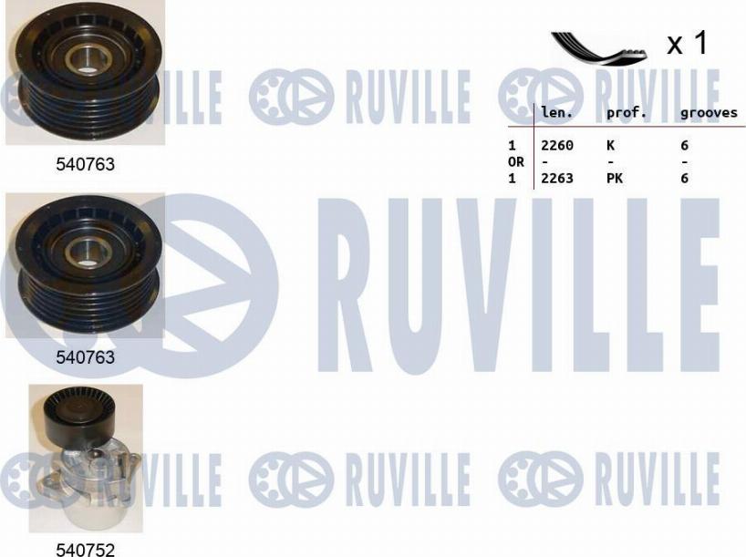 Ruville 570088 - Поликлиновий ремінний комплект autocars.com.ua