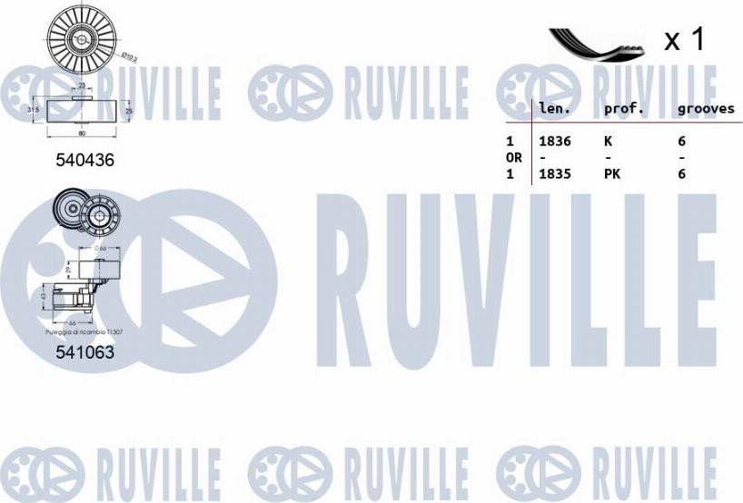 Ruville 570095 - Поликлиновый ременный комплект autodnr.net