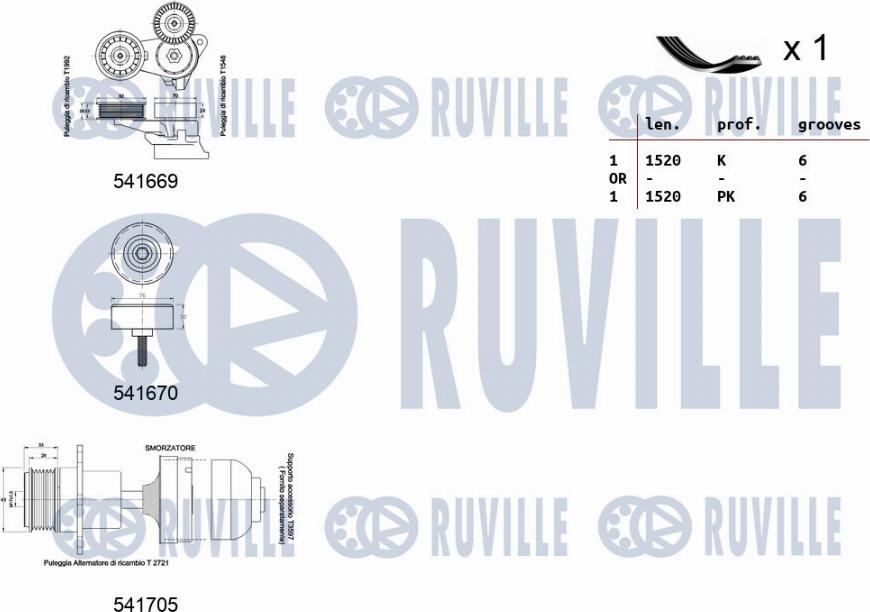 Ruville 570099 - Поликлиновый ременный комплект avtokuzovplus.com.ua