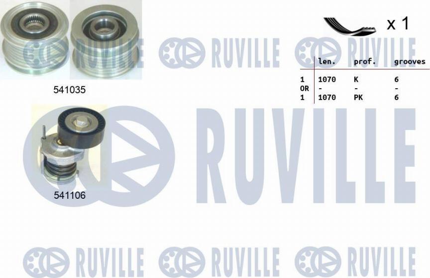 Ruville 570100 - Поликлиновый ременный комплект autodnr.net