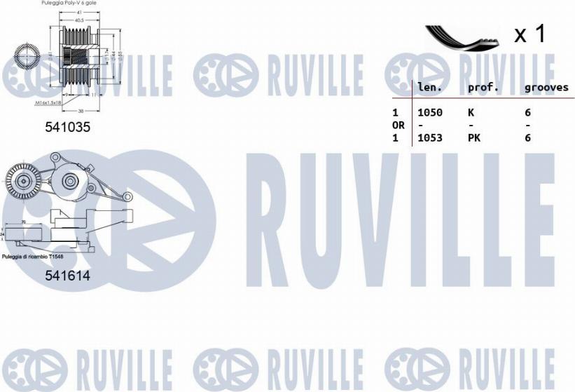 Ruville 570103 - Поликлиновий ремінний комплект autocars.com.ua