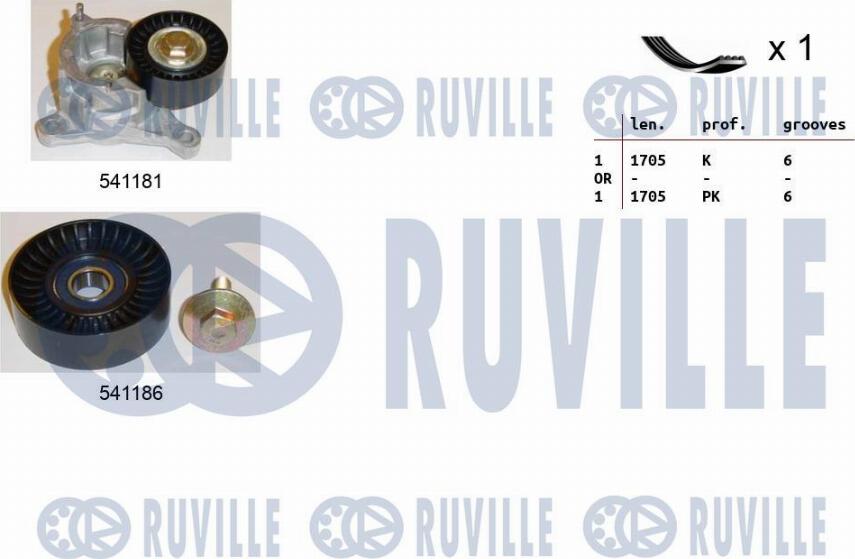 Ruville 570104 - Поликлиновый ременный комплект autodnr.net