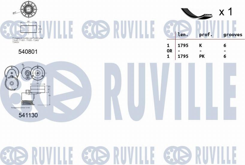 Ruville 570108 - Поликлиновий ремінний комплект autocars.com.ua