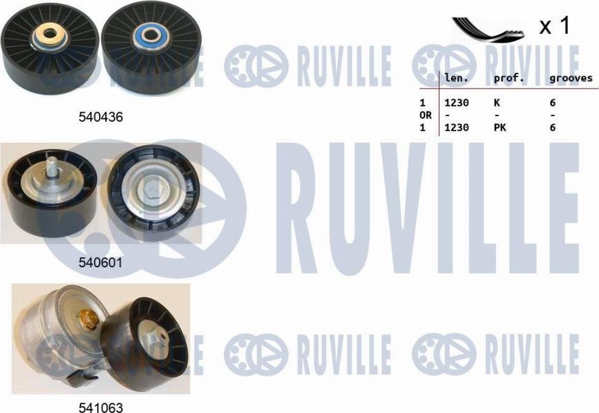 Ruville 570115 - Поликлиновий ремінний комплект autocars.com.ua