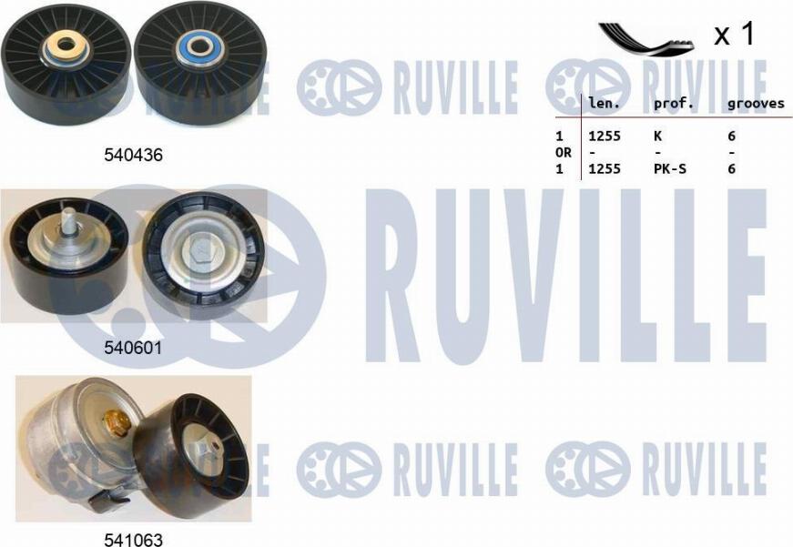 Ruville 570116 - Поликлиновий ремінний комплект autocars.com.ua