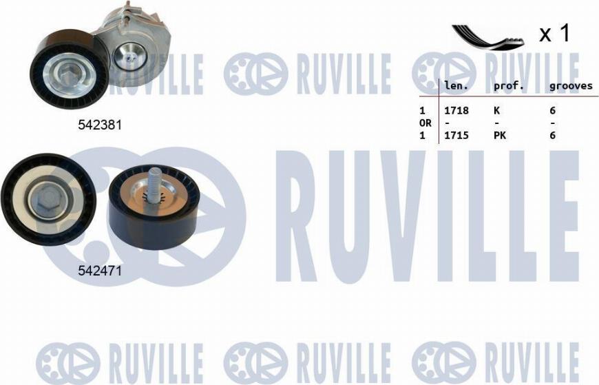 Ruville 570119 - Поликлиновий ремінний комплект autocars.com.ua
