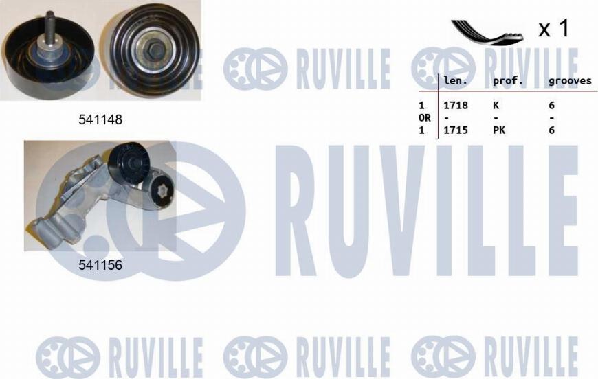 Ruville 570143 - Поликлиновий ремінний комплект autocars.com.ua