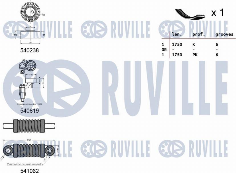 Ruville 570150 - Поликлиновый ременный комплект avtokuzovplus.com.ua