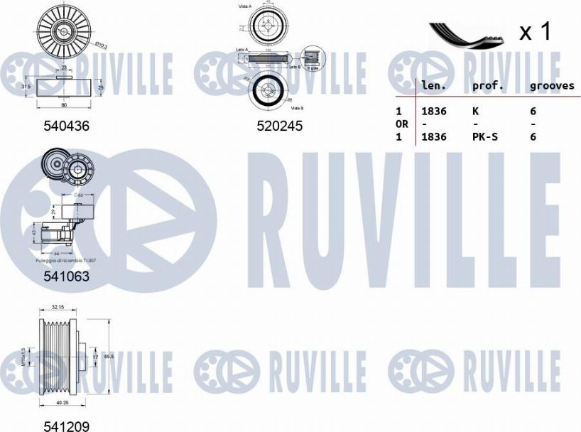 Ruville 570158 - Поликлиновий ремінний комплект autocars.com.ua