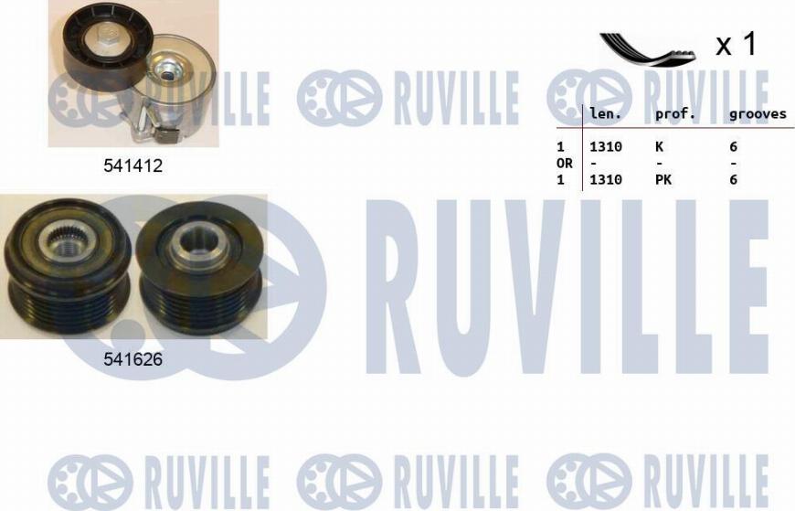 Ruville 570160 - Поликлиновий ремінний комплект autocars.com.ua