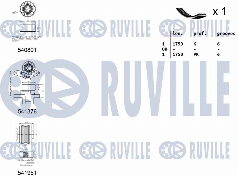 Ruville 570164 - Поликлиновий ремінний комплект autocars.com.ua