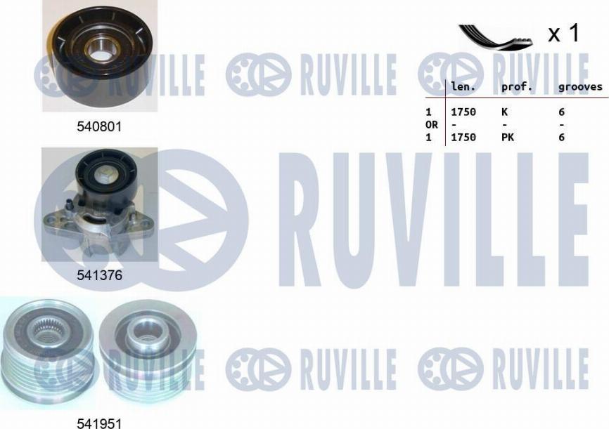 Ruville 570164 - Поликлиновый ременный комплект autodnr.net