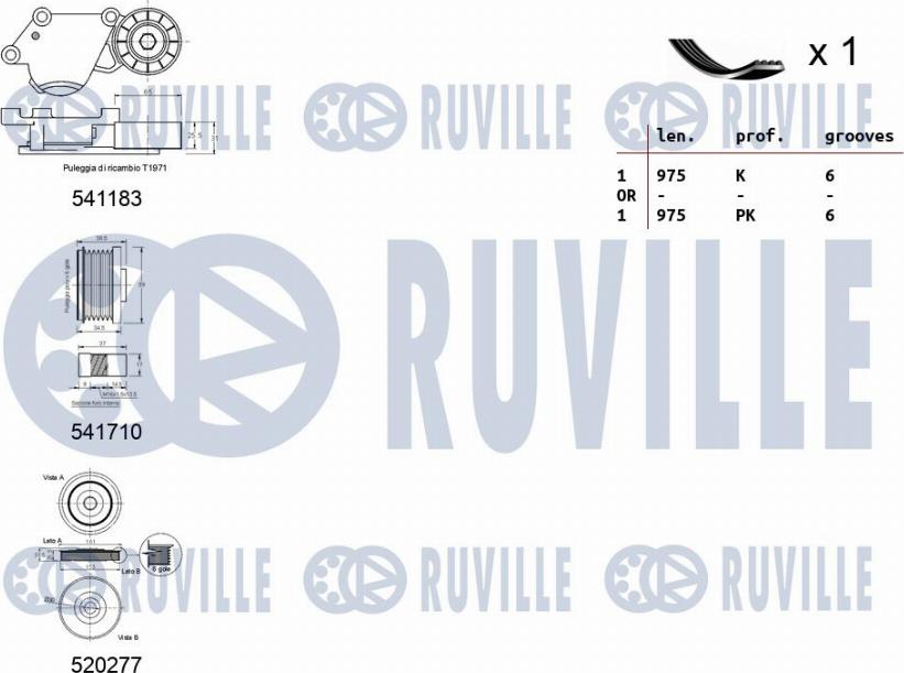 Ruville 570166 - Поликлиновий ремінний комплект autocars.com.ua