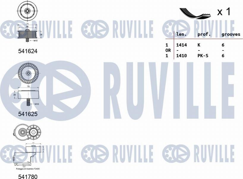 Ruville 570168 - Поликлиновый ременный комплект autodnr.net