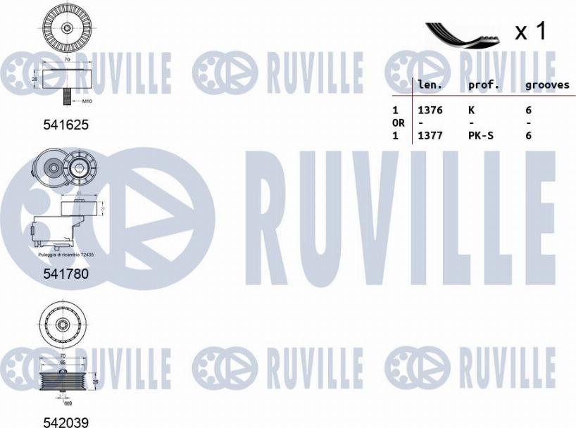 Ruville 570169 - Поликлиновий ремінний комплект autocars.com.ua