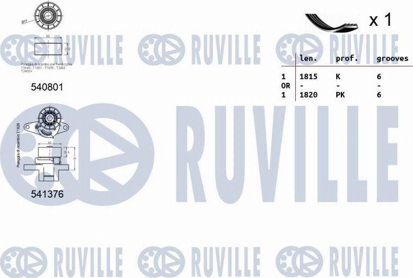 Ruville 570181 - Поликлиновий ремінний комплект autocars.com.ua