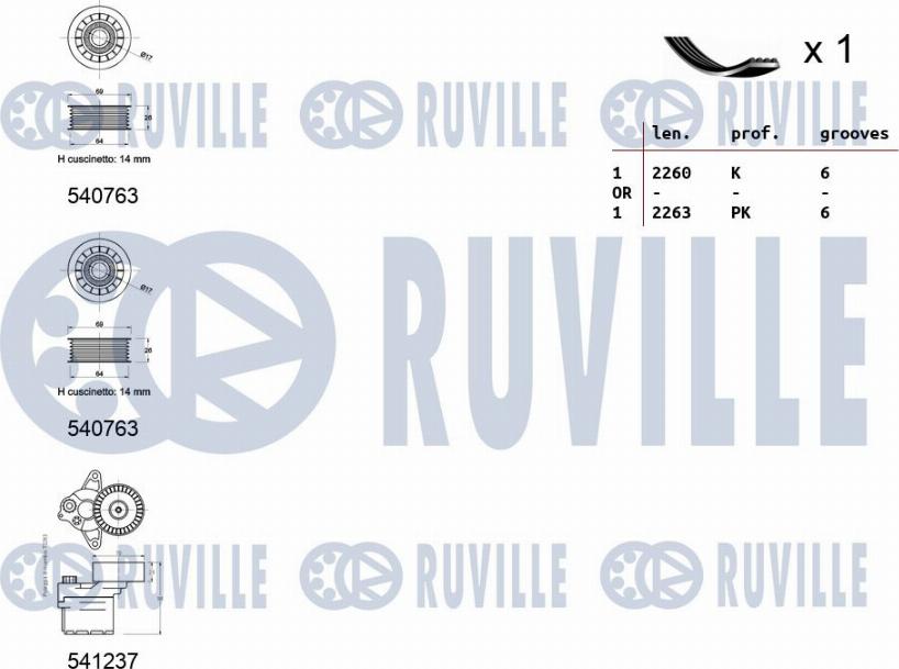 Ruville 570183 - Поликлиновый ременный комплект autodnr.net