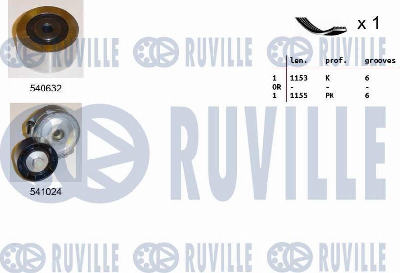 Ruville 570188 - Поликлиновий ремінний комплект autocars.com.ua