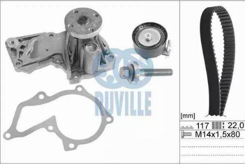 Ruville 57118701 - Водяний насос + комплект зубчатого ременя autocars.com.ua